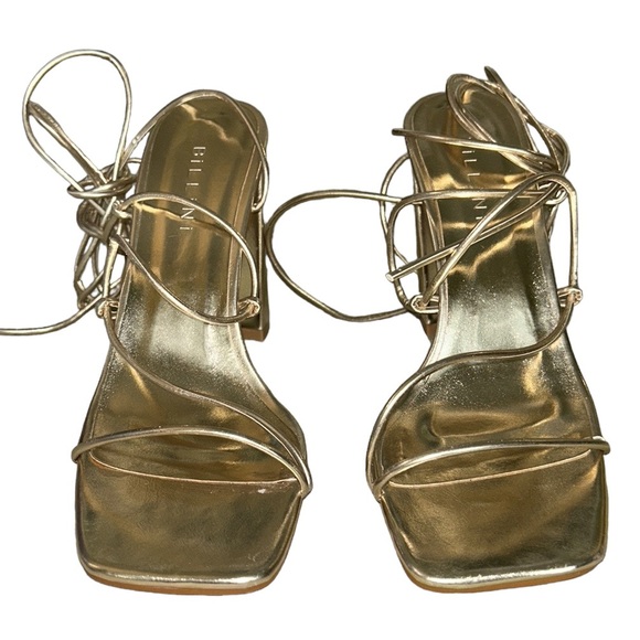 NWT Billini x Show Me Your Mumu Mahari Metallic Gold Wrap Strappy Heel Sandals 9 - Picture 6 of 16